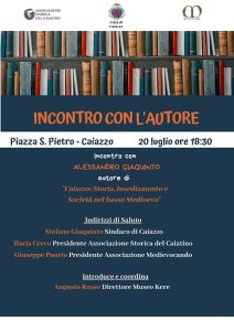 Incontro con Alessandro Giaquinto autore di "Caiazzo: Storia, Insediamento e Società nel basso Medioevo" alessandro giaquinto