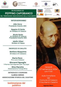 In ricordo di Peppino Capobianco nel trentesimo anniversario della sua morte locandina 27 settembre 2024 1