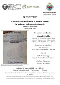 Presentazione libro "Il fronte interno durante la Grande Guerra: le agitazioni delle donne in Campania" locandina franzese